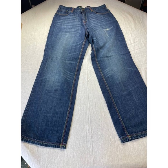 Vintage Coogi Jeans Mens 38X35 Blue Denim Baggy Embroidered Streetwear Y2K Flaps